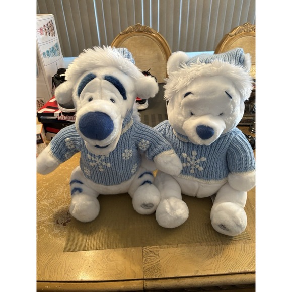 Disney Other - Disney Store Winnie the Pooh Winter & Tigger 15" Plush Snowflake Sweater